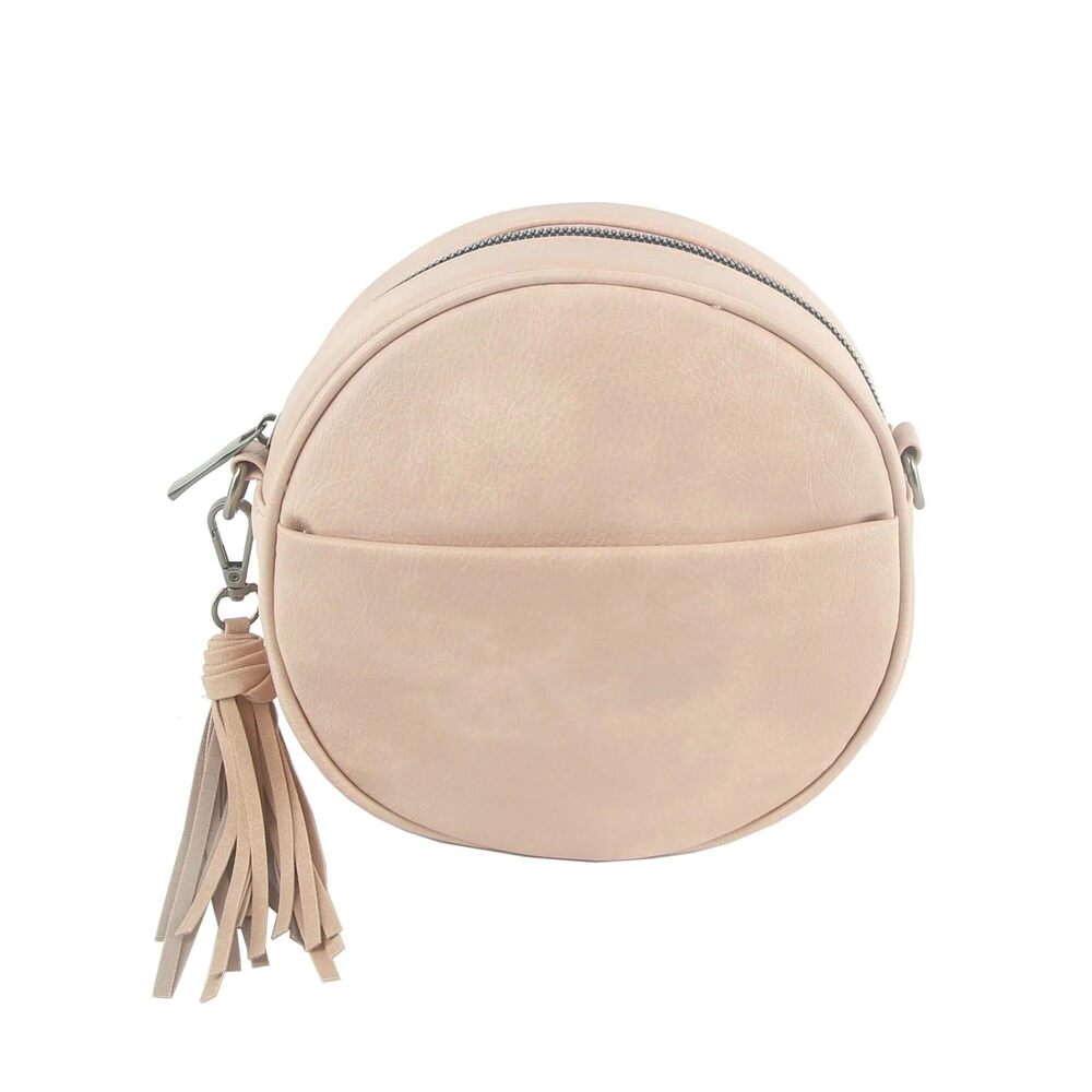 1706 Le Miel Mini Round Tassel Charm Vegan Leather Crossbody Shoulder Sling